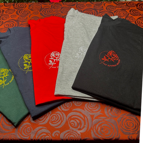 Embroidered Rosebud Crewneck T-Shirt